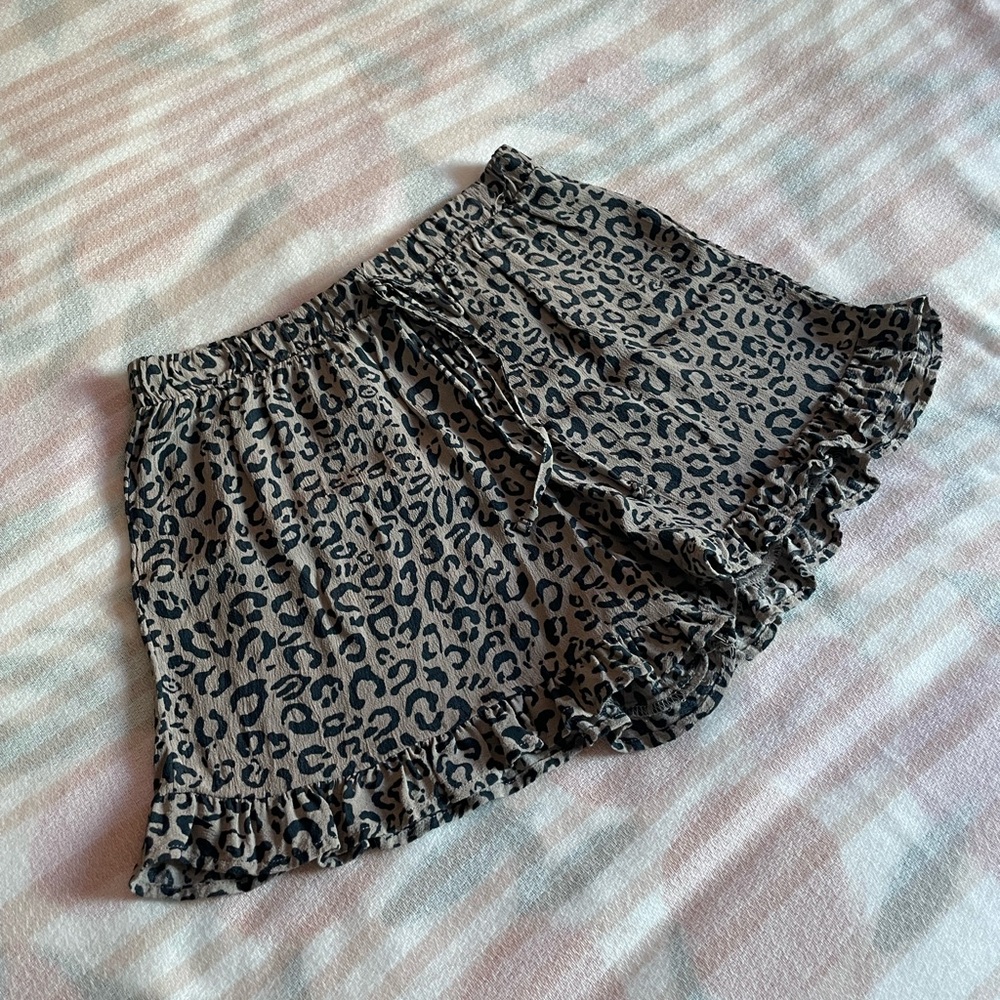 American Eagle Outfitters Leopard Print Shorts - Black and Tan